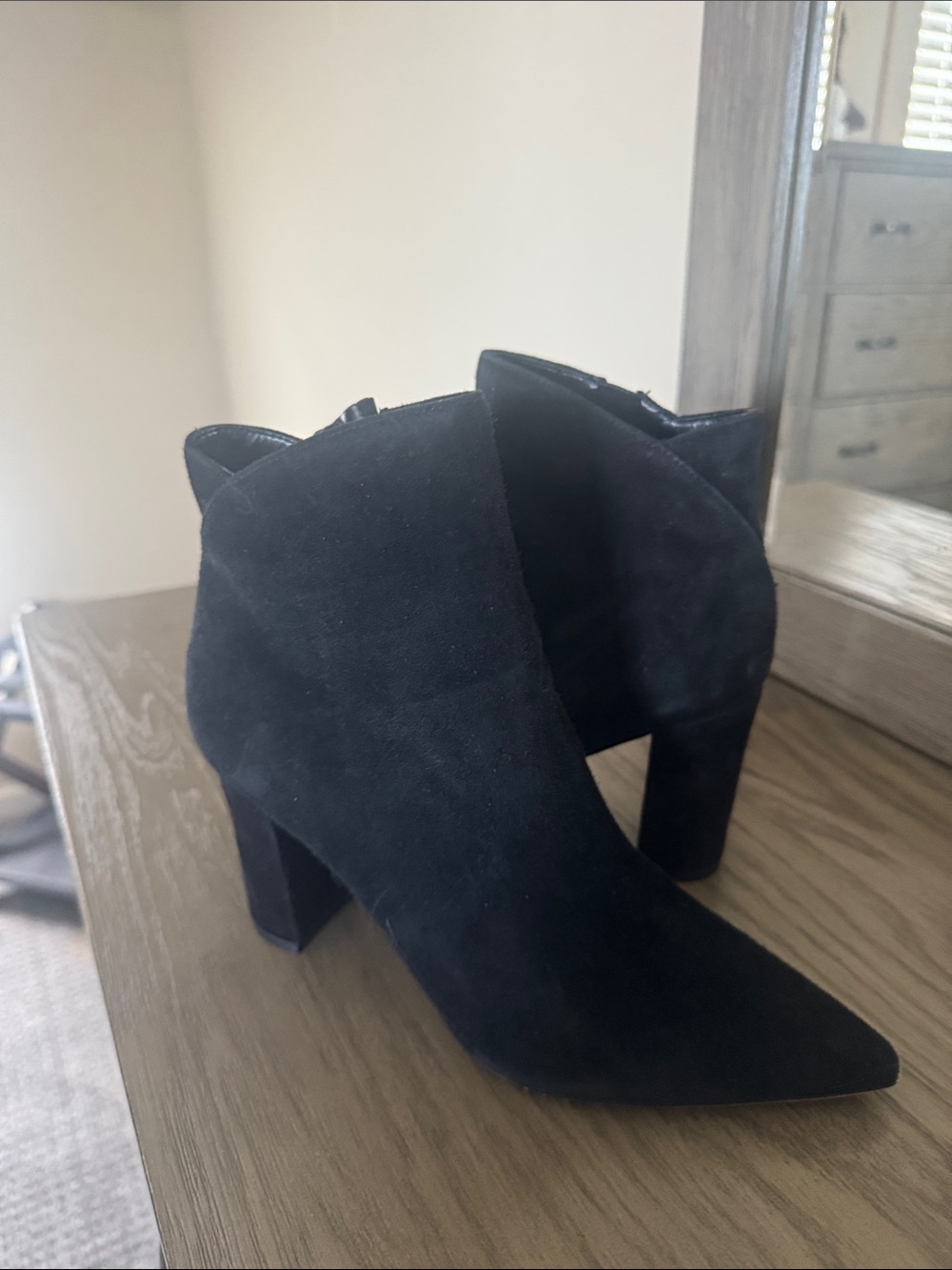 Marc Fisher Black Suede Pointed Ankle Booties
